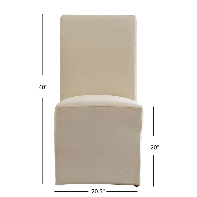 Farmhouse Rolled Back Parsons Dining Chairs with Optional Slipcovers - Set of 2