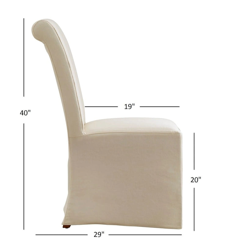 Farmhouse Rolled Back Parsons Dining Chairs with Optional Slipcovers - Set of 2