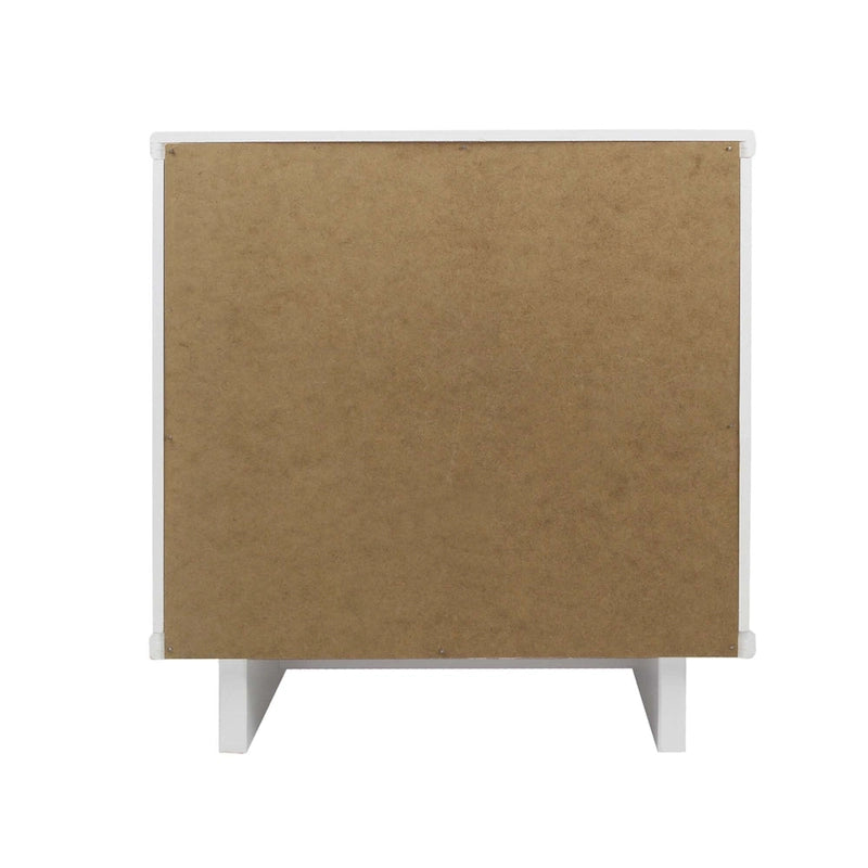 Mid-Century Solid Wood 2-Drawer Nightstand with Ribbed Front and Gold Handles - Set of 2