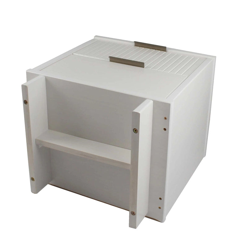 Mid-Century Solid Wood 2-Drawer Nightstand with Ribbed Front and Gold Handles - Set of 2