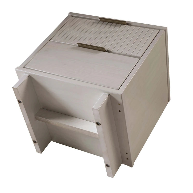 Mid-Century Solid Wood 2-Drawer Nightstand with Ribbed Front and Gold Handles - Set of 2