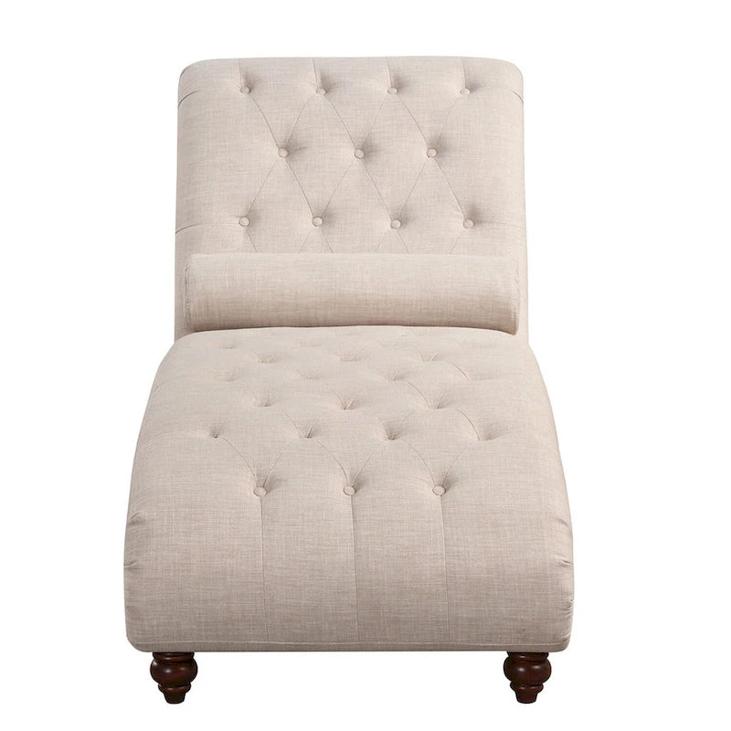 Modern Armless Velvet Chaise Lounge Indoor Chair with 1 Bolster Pillow