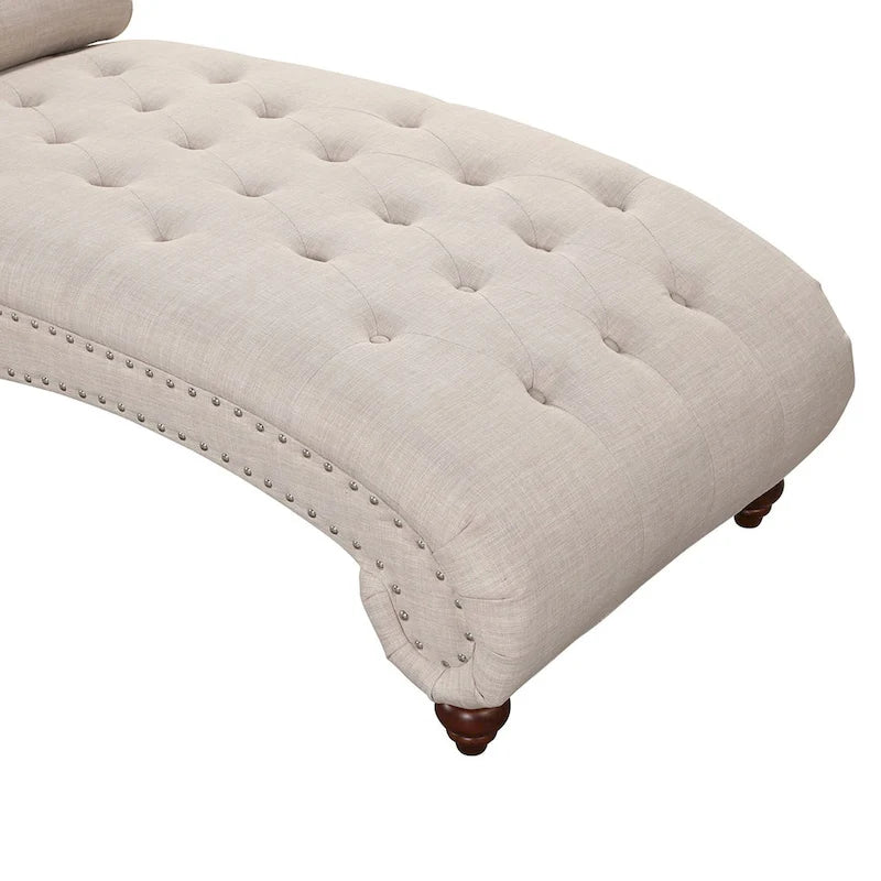 Modern Armless Velvet Chaise Lounge Indoor Chair with 1 Bolster Pillow