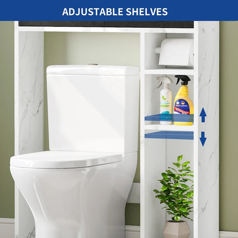 Over-Toilet Bathroom Storage Cabinet with 2 Drawers, Shelves, and Tissue Reel