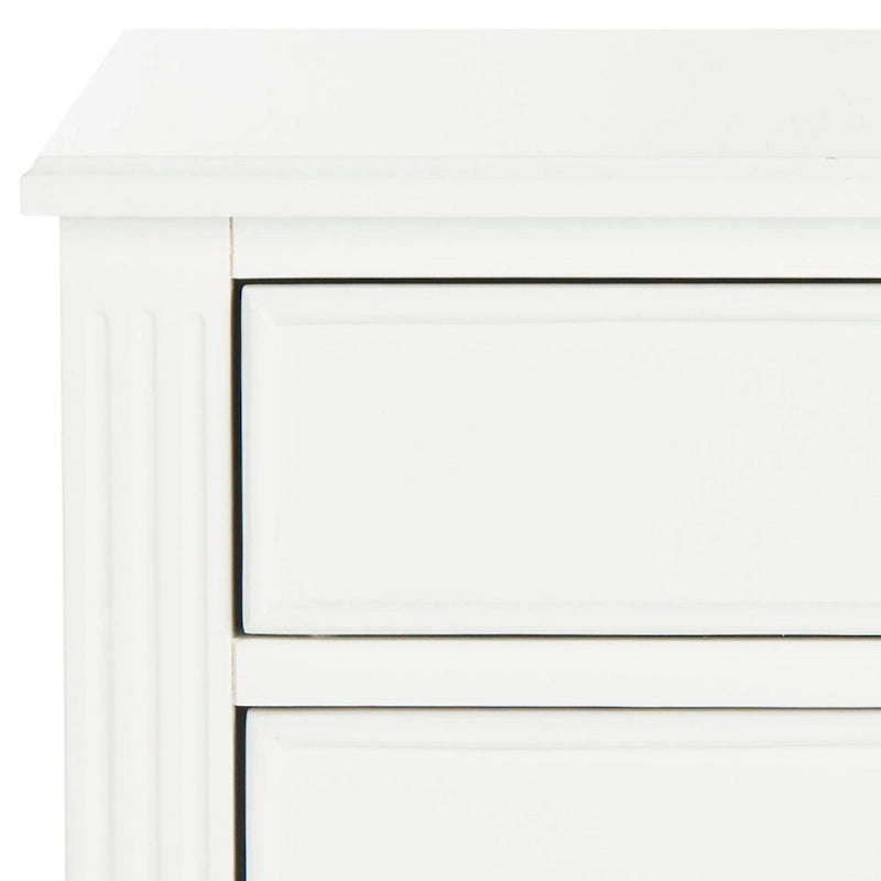 French-Style 3-Drawer Nightstand with Silver Pulls