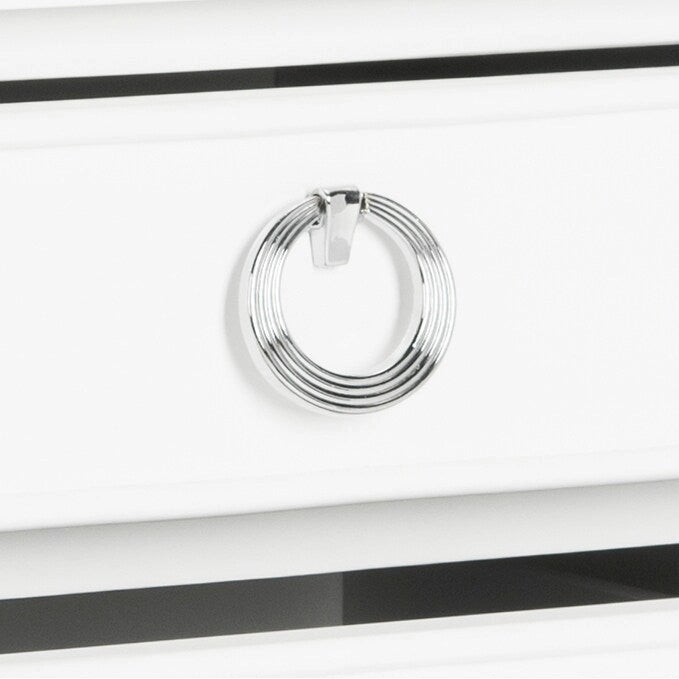 French-Style 3-Drawer Nightstand with Silver Pulls