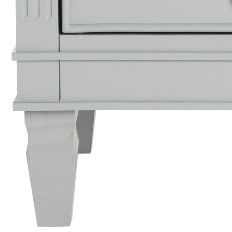 French-Style 3-Drawer Nightstand with Silver Pulls