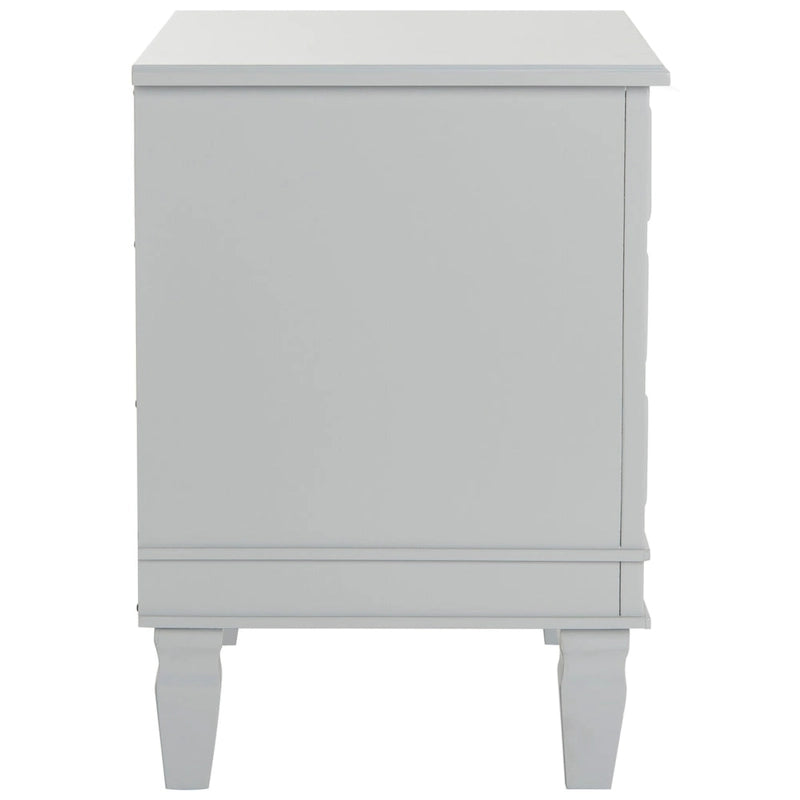 French-Style 3-Drawer Nightstand with Silver Pulls