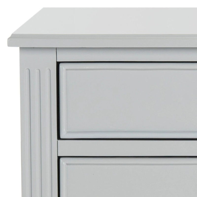 French-Style 3-Drawer Nightstand with Silver Pulls