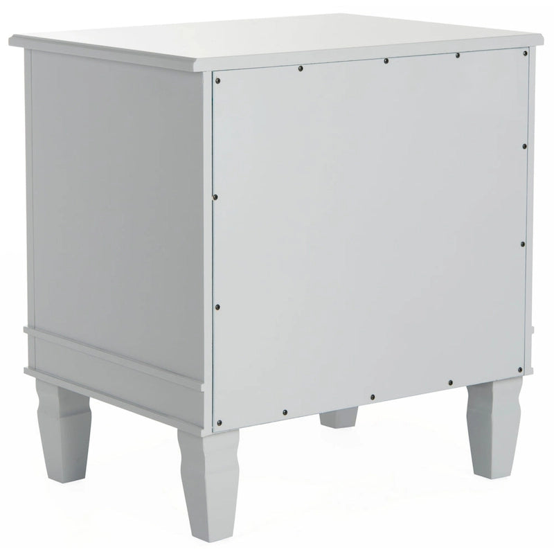 French-Style 3-Drawer Nightstand with Silver Pulls