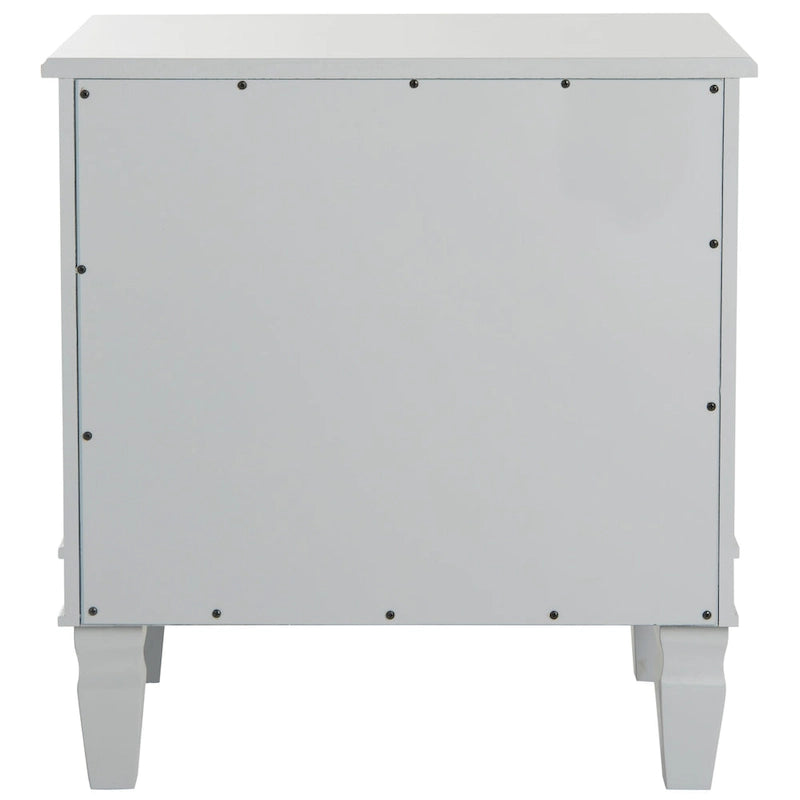 French-Style 3-Drawer Nightstand with Silver Pulls