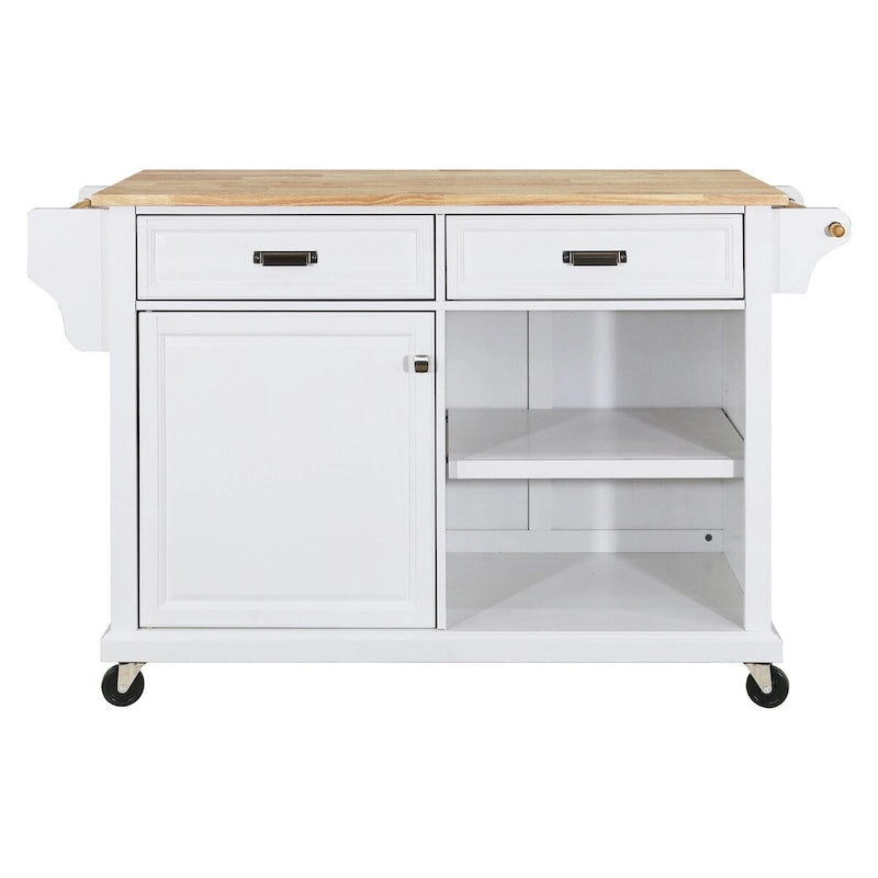 Kitchen Island Cart with 2 Drawers, Adjustable Shelves, Towel Rack, and Heavy-Duty Casters