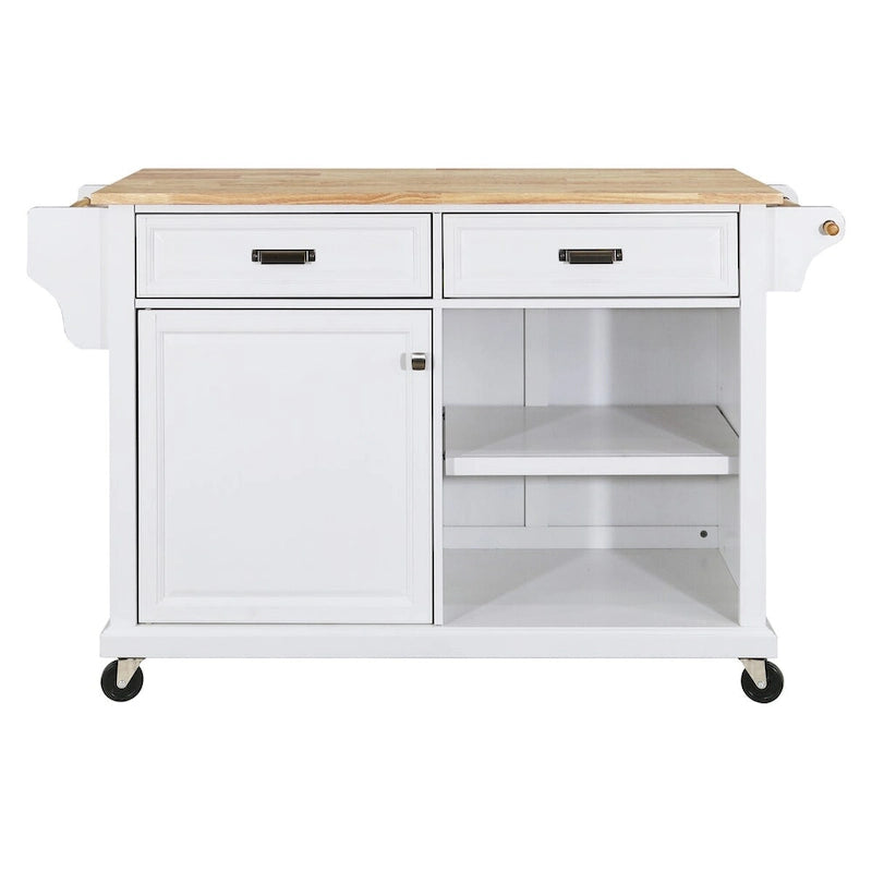 Kitchen Island Cart with 2 Drawers, Adjustable Shelves, Towel Rack, and Heavy-Duty Casters