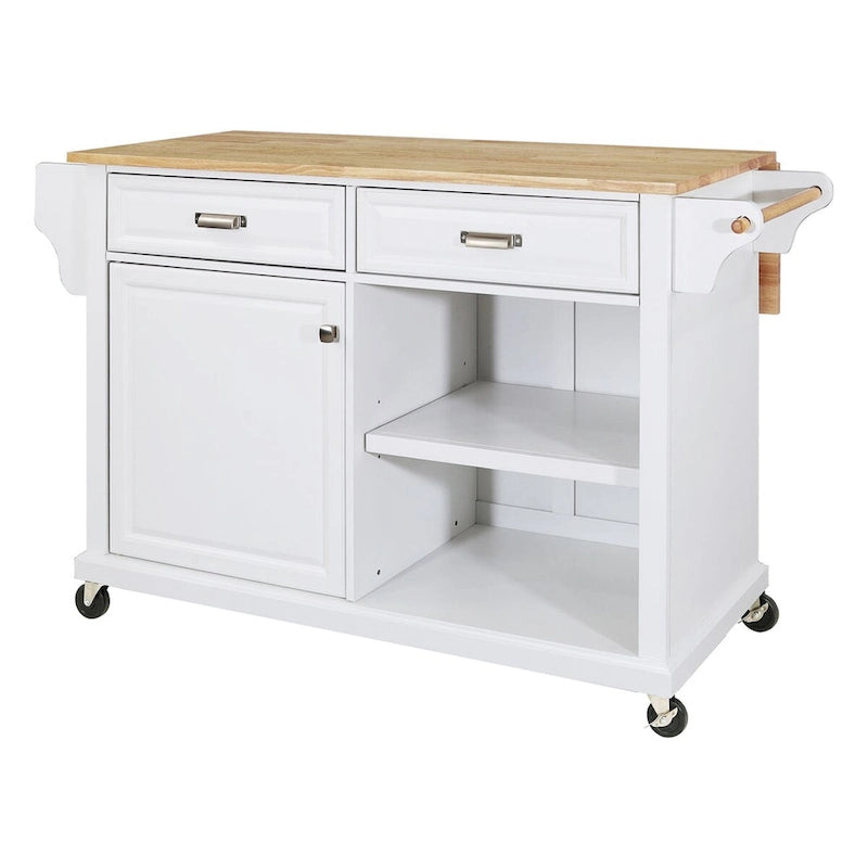 Kitchen Island Cart with 2 Drawers, Adjustable Shelves, Towel Rack, and Heavy-Duty Casters