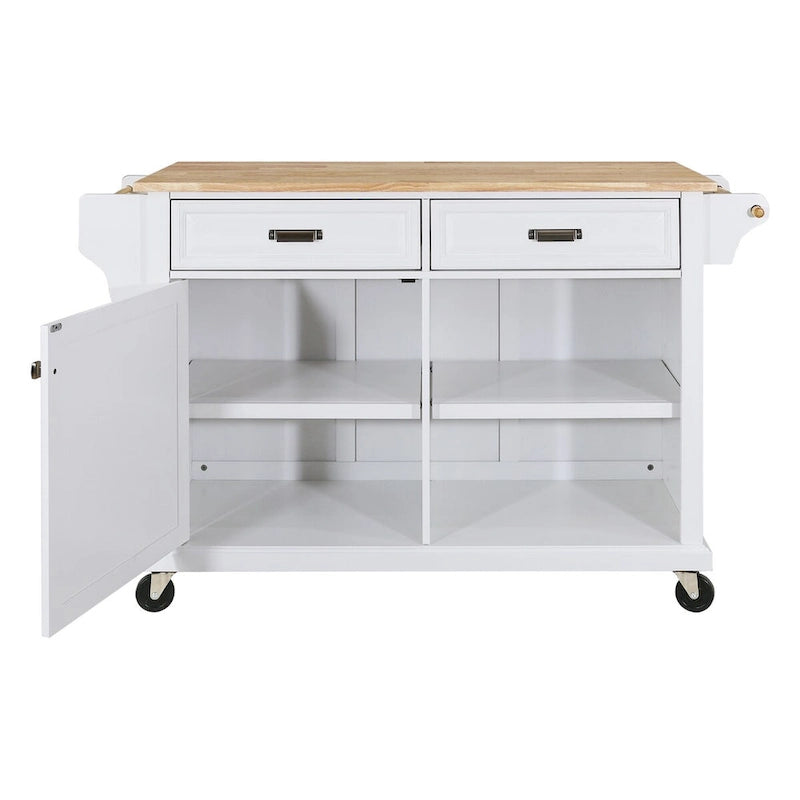 Kitchen Island Cart with 2 Drawers, Adjustable Shelves, Towel Rack, and Heavy-Duty Casters