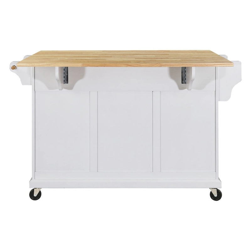 Kitchen Island Cart with 2 Drawers, Adjustable Shelves, Towel Rack, and Heavy-Duty Casters