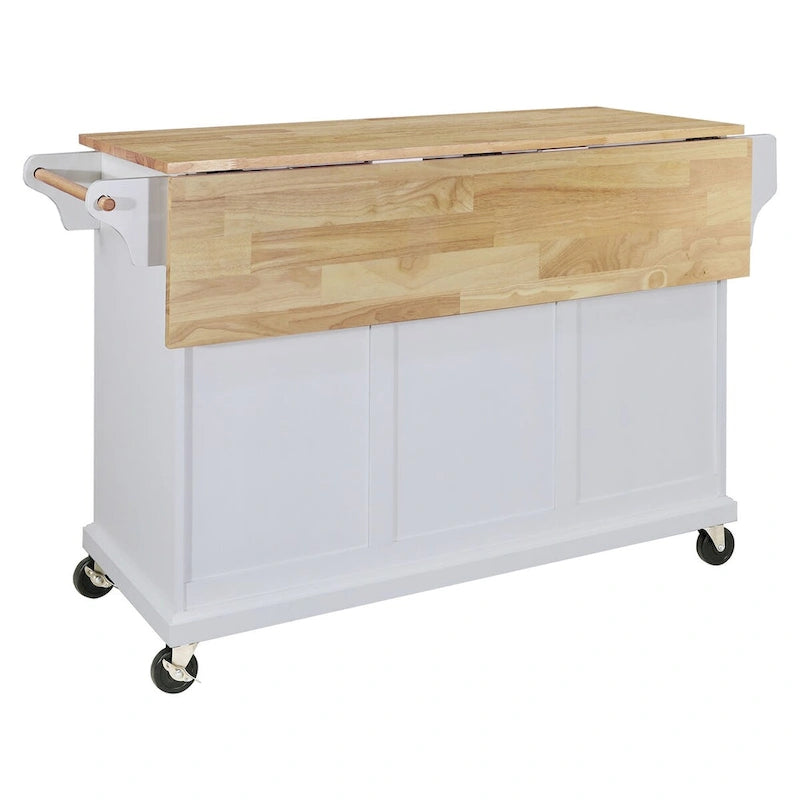 Kitchen Island Cart with 2 Drawers, Adjustable Shelves, Towel Rack, and Heavy-Duty Casters