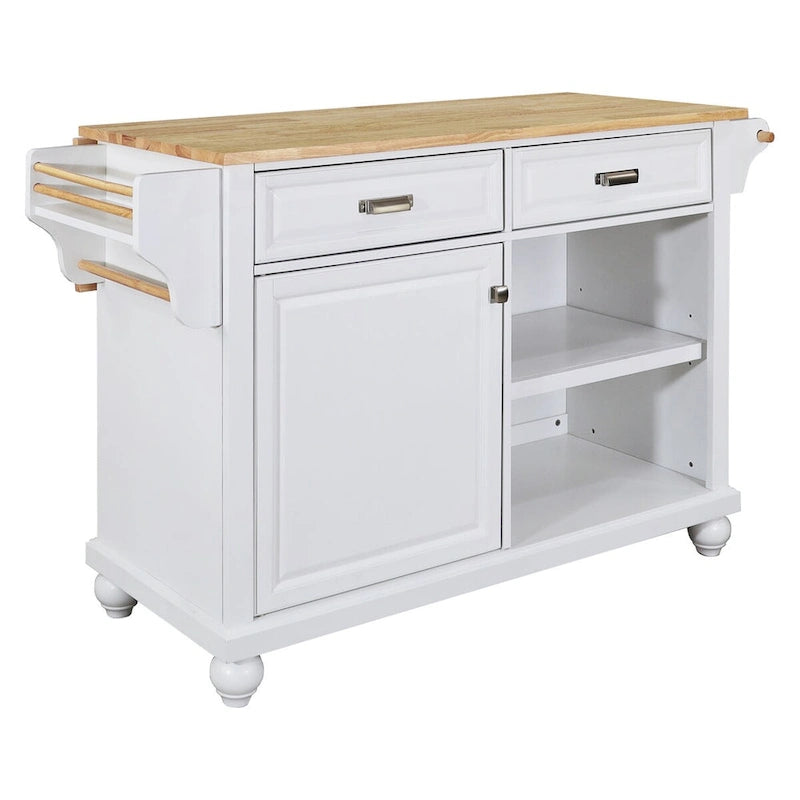 Kitchen Island Cart with 2 Drawers, Adjustable Shelves, Towel Rack, and Heavy-Duty Casters