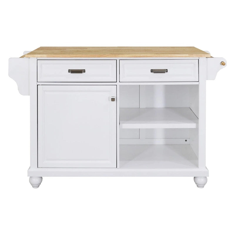 Kitchen Island Cart with 2 Drawers, Adjustable Shelves, Towel Rack, and Heavy-Duty Casters