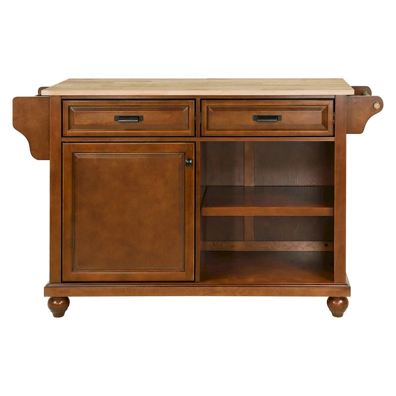 Kitchen Island Cart with 2 Drawers, Adjustable Shelves, Towel Rack, and Heavy-Duty Casters