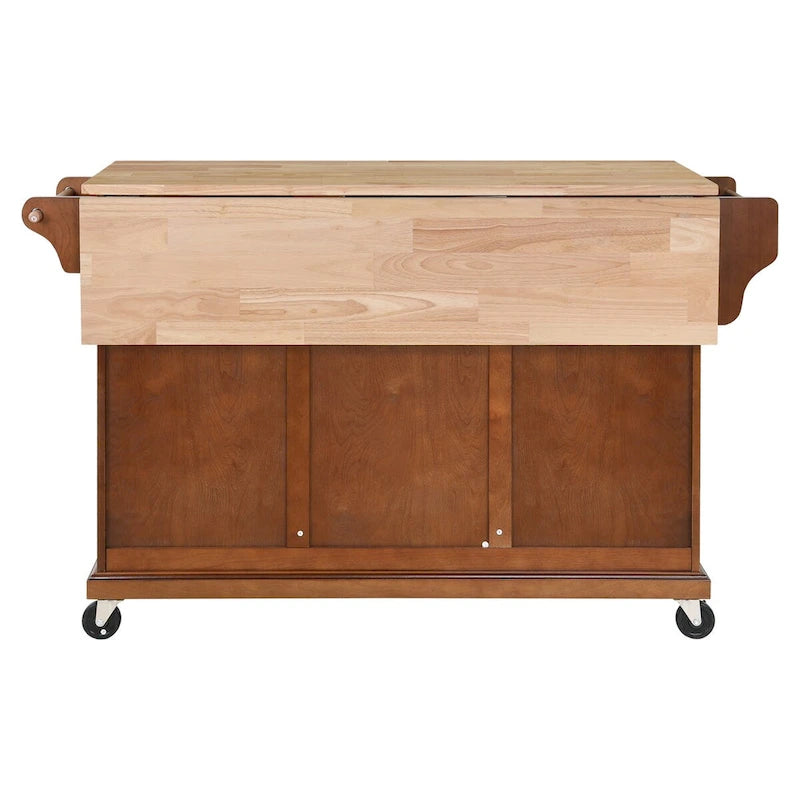 Kitchen Island Cart with 2 Drawers, Adjustable Shelves, Towel Rack, and Heavy-Duty Casters