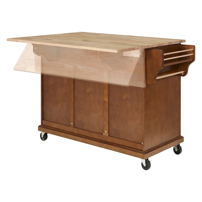 Kitchen Island Cart with 2 Drawers, Adjustable Shelves, Towel Rack, and Heavy-Duty Casters
