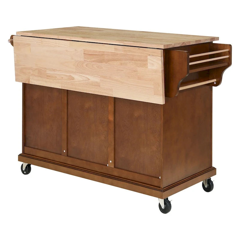 Kitchen Island Cart with 2 Drawers, Adjustable Shelves, Towel Rack, and Heavy-Duty Casters