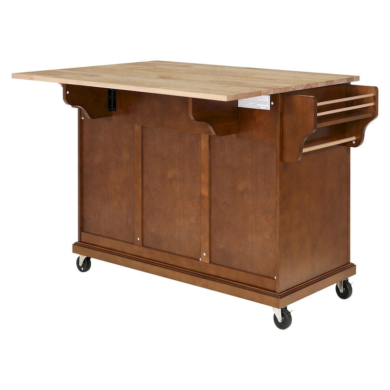 Kitchen Island Cart with 2 Drawers, Adjustable Shelves, Towel Rack, and Heavy-Duty Casters