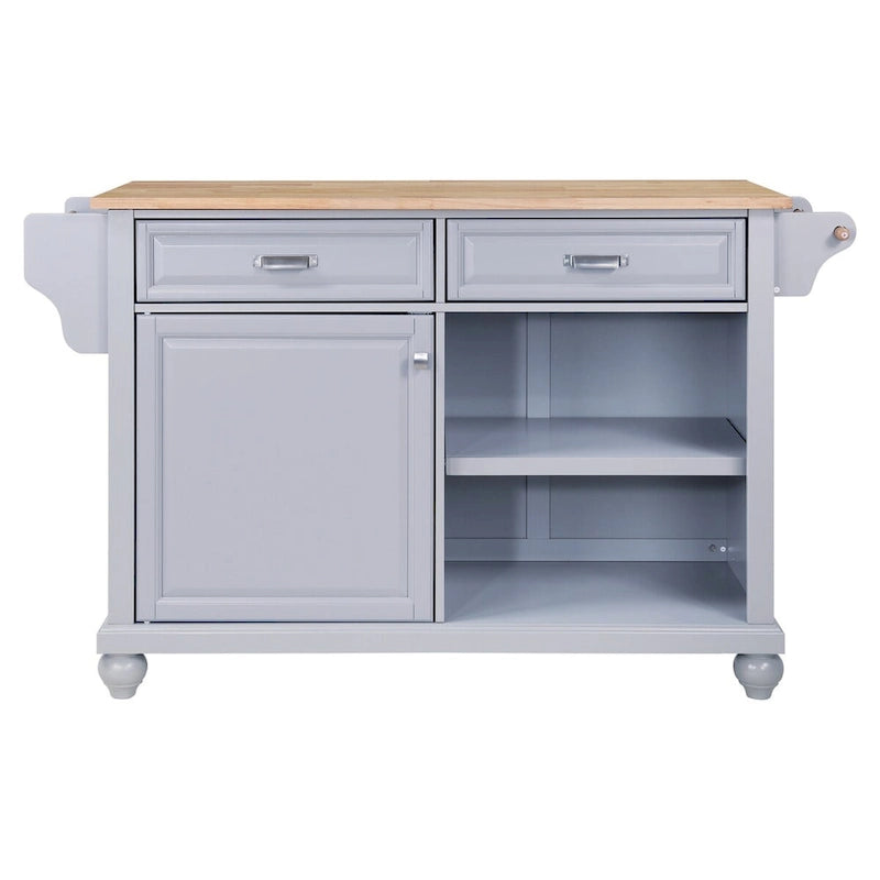 Kitchen Island Cart with 2 Drawers, Adjustable Shelves, Towel Rack, and Heavy-Duty Casters