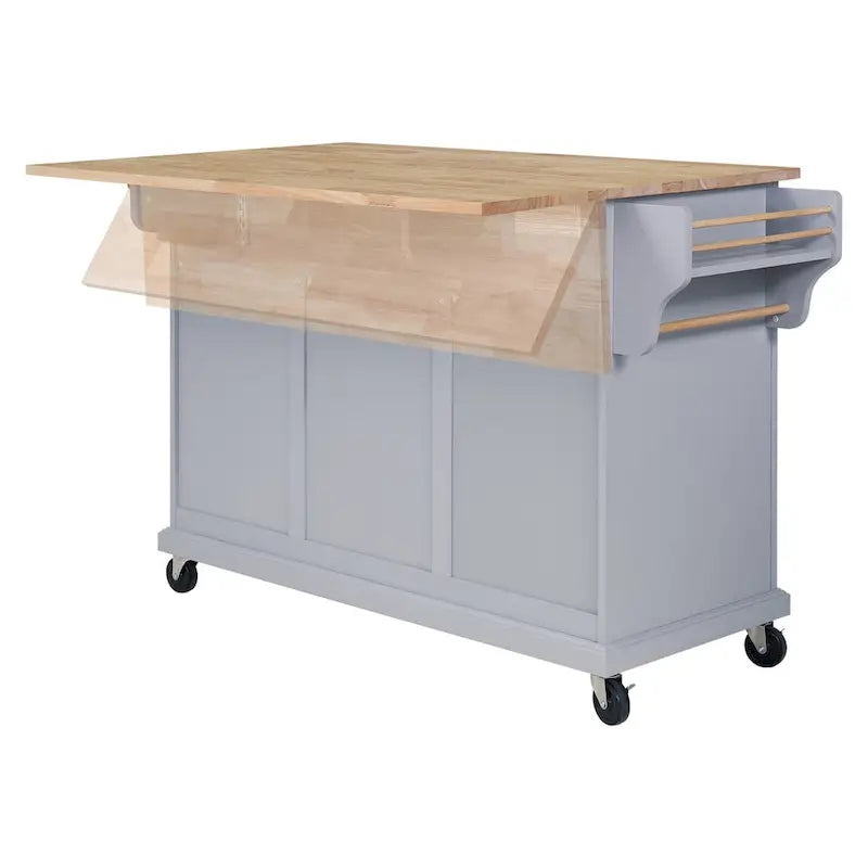 Kitchen Island Cart with 2 Drawers, Adjustable Shelves, Towel Rack, and Heavy-Duty Casters