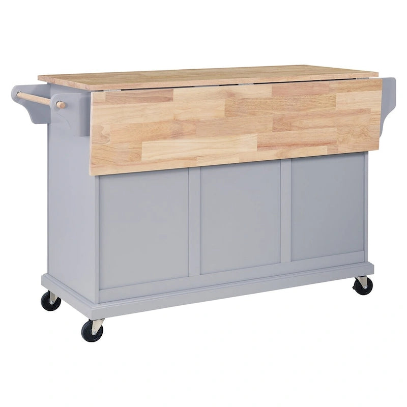 Kitchen Island Cart with 2 Drawers, Adjustable Shelves, Towel Rack, and Heavy-Duty Casters