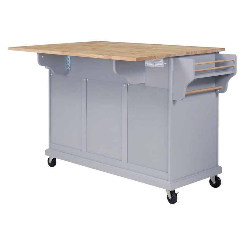 Kitchen Island Cart with 2 Drawers, Adjustable Shelves, Towel Rack, and Heavy-Duty Casters