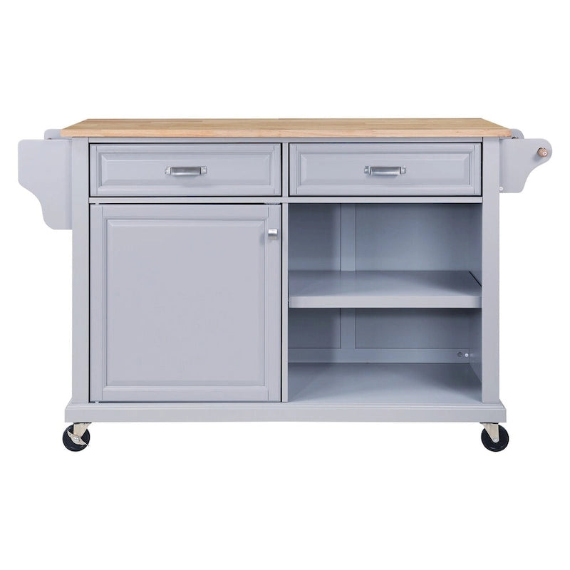 Kitchen Island Cart with 2 Drawers, Adjustable Shelves, Towel Rack, and Heavy-Duty Casters