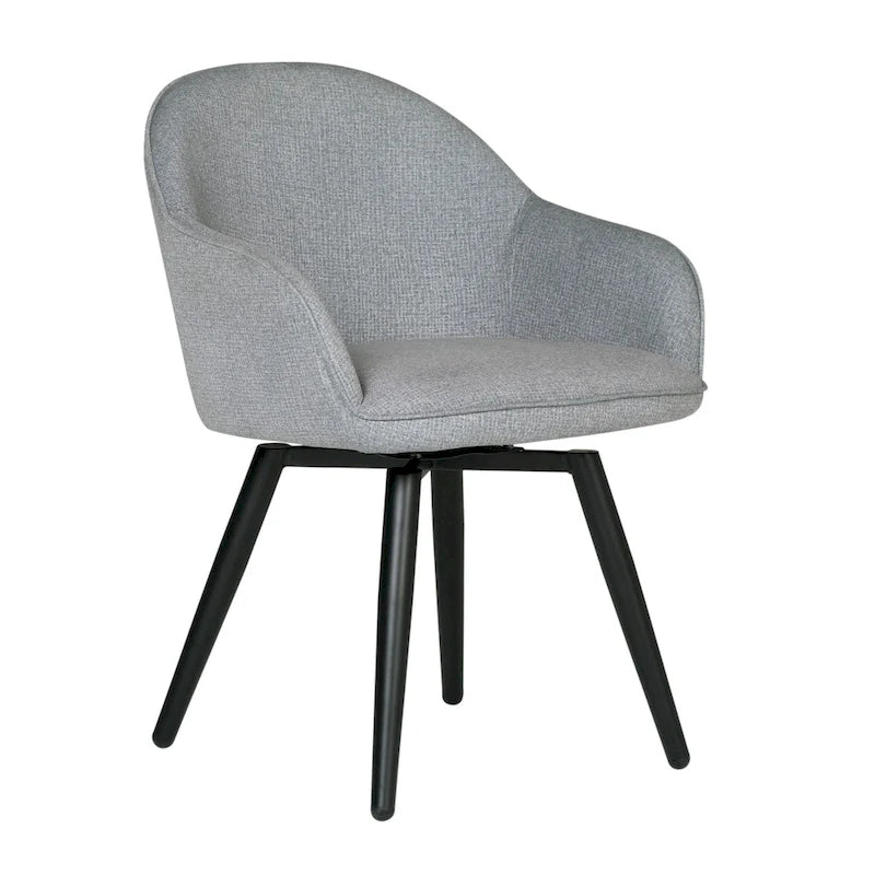 Modern Swivel Accent Arm Chair with Rounded Back, Flared Arms, and Metal Frame