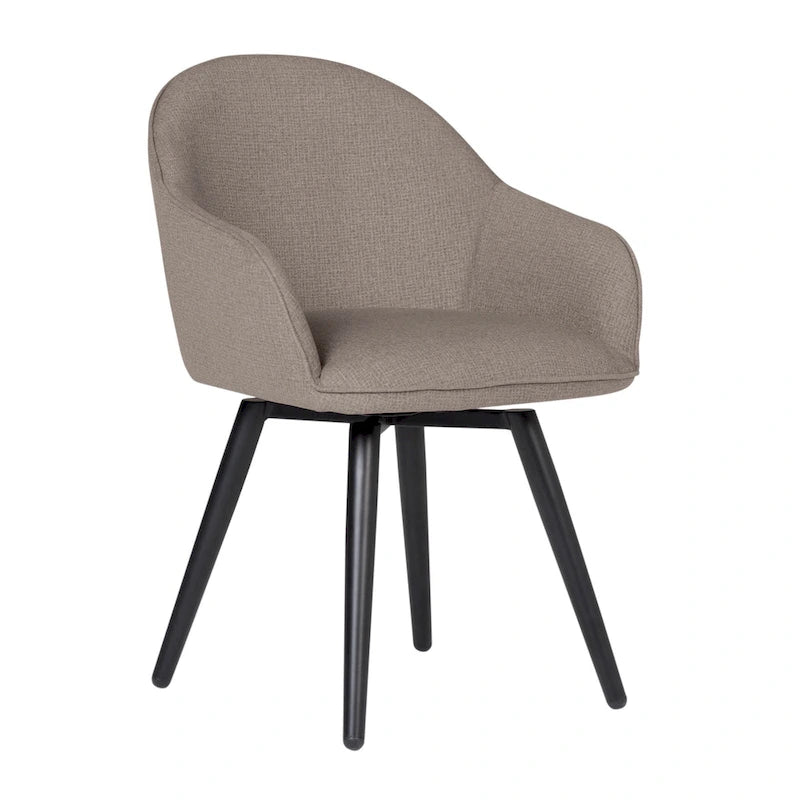 Modern Swivel Accent Arm Chair with Rounded Back, Flared Arms, and Metal Frame