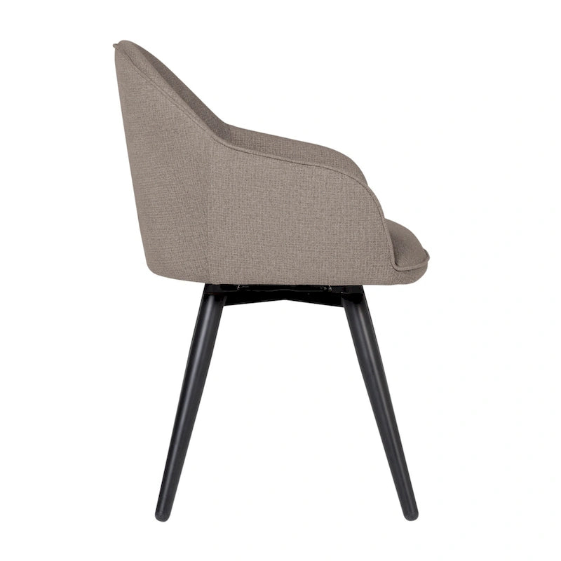 Modern Swivel Accent Arm Chair with Rounded Back, Flared Arms, and Metal Frame