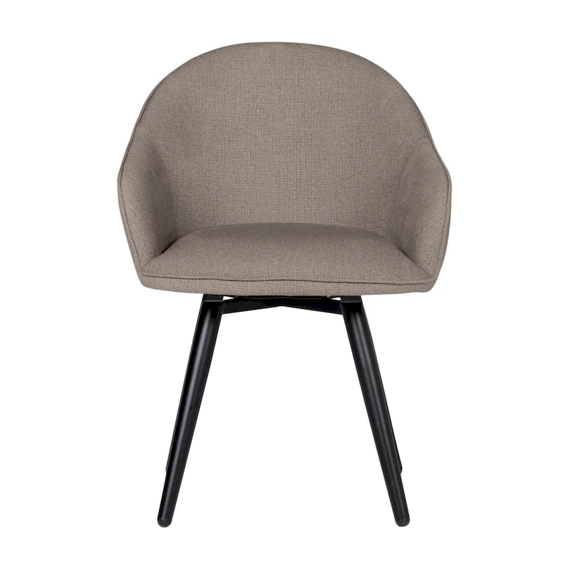 Modern Swivel Accent Arm Chair with Rounded Back, Flared Arms, and Metal Frame