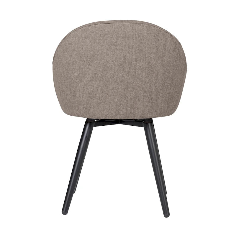 Modern Swivel Accent Arm Chair with Rounded Back, Flared Arms, and Metal Frame