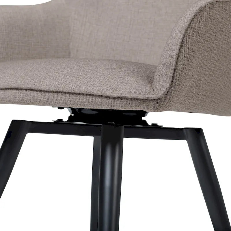 Modern Swivel Accent Arm Chair with Rounded Back, Flared Arms, and Metal Frame
