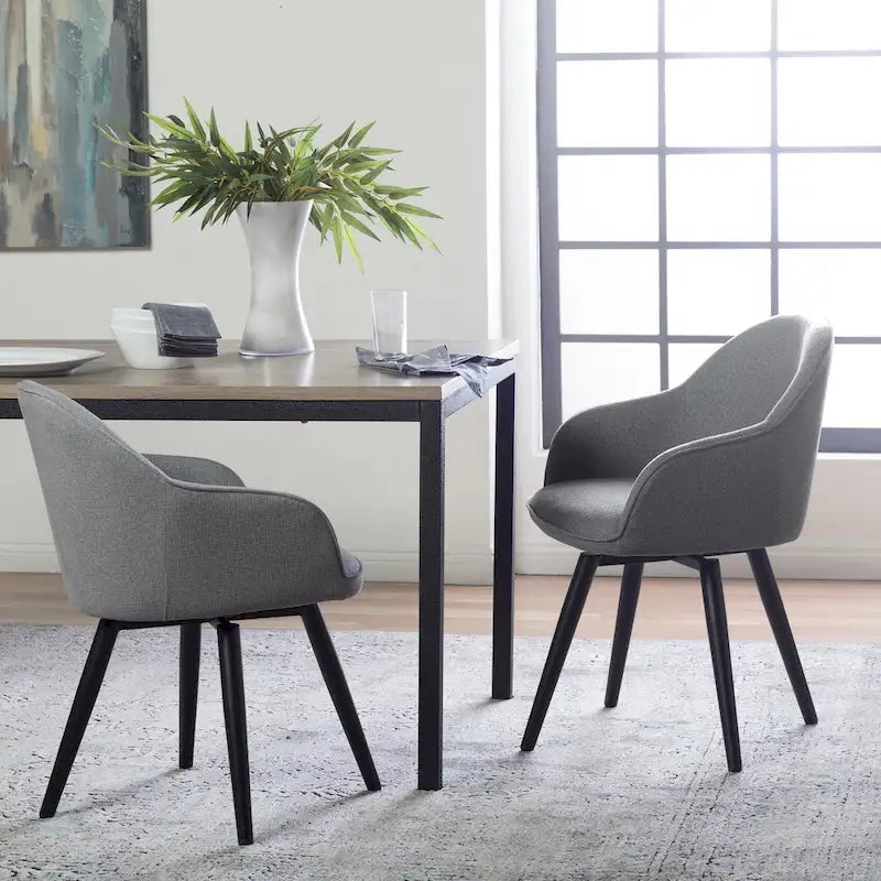 Modern Swivel Accent Arm Chair with Rounded Back, Flared Arms, and Metal Frame