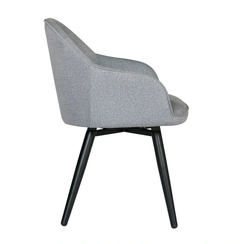 Modern Swivel Accent Arm Chair with Rounded Back, Flared Arms, and Metal Frame