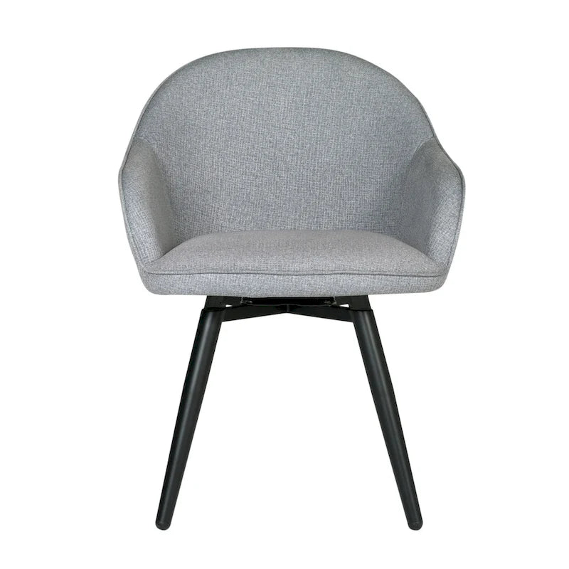 Modern Swivel Accent Arm Chair with Rounded Back, Flared Arms, and Metal Frame
