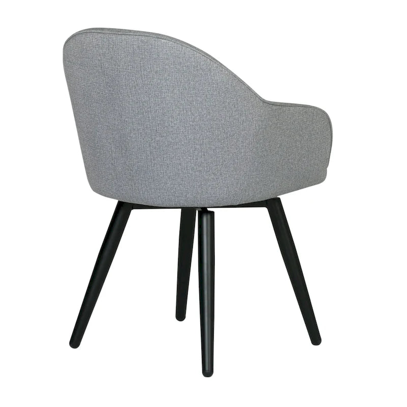 Modern Swivel Accent Arm Chair with Rounded Back, Flared Arms, and Metal Frame