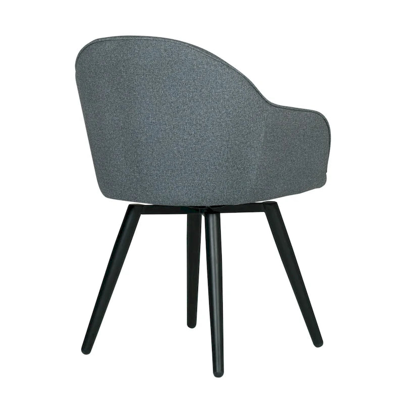 Modern Swivel Accent Arm Chair with Rounded Back, Flared Arms, and Metal Frame