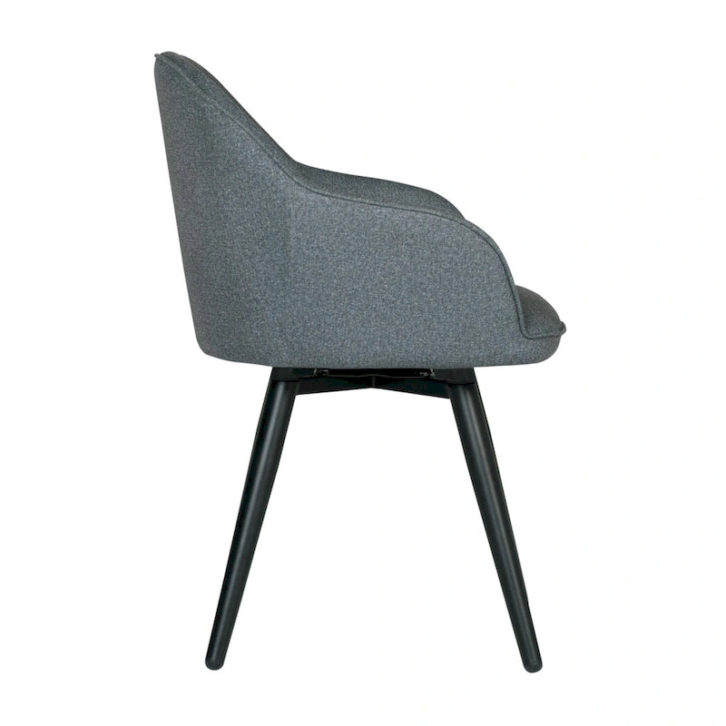 Modern Swivel Accent Arm Chair with Rounded Back, Flared Arms, and Metal Frame
