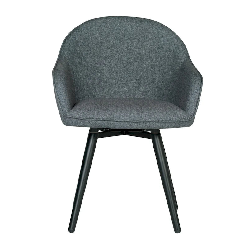 Modern Swivel Accent Arm Chair with Rounded Back, Flared Arms, and Metal Frame