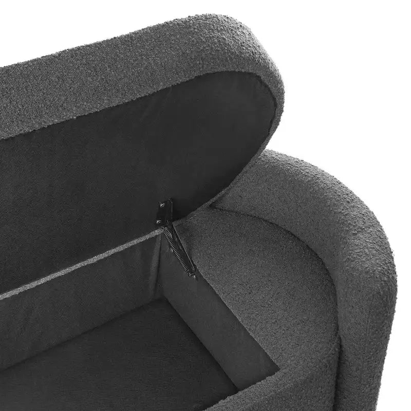 Boucle Upholstered Storage Bench with Hinged Seat and Dense Foam Padding