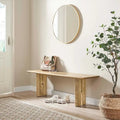 58-Inch Solid Mango Wood Dining Bench with Non-Marking Foot Pads
