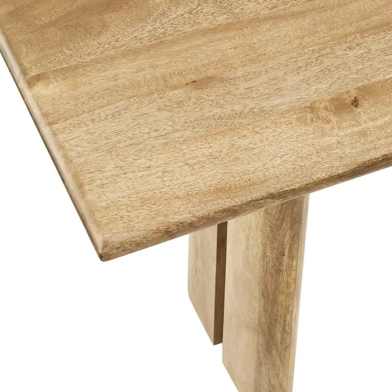 58-Inch Solid Mango Wood Dining Bench with Non-Marking Foot Pads