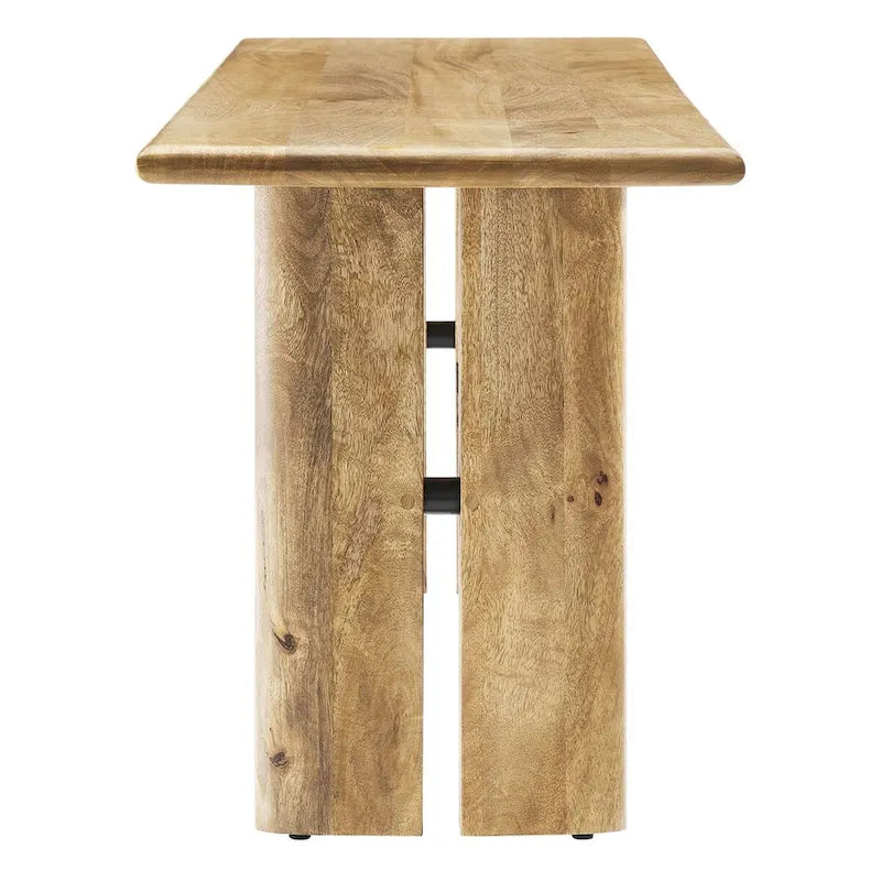 58-Inch Solid Mango Wood Dining Bench with Non-Marking Foot Pads
